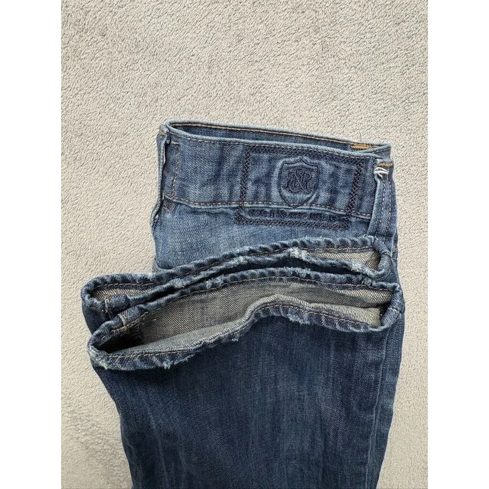 Rock & Republic‎ Straight Jeans Mens Blue Measured 29x31 Denim Embroidered